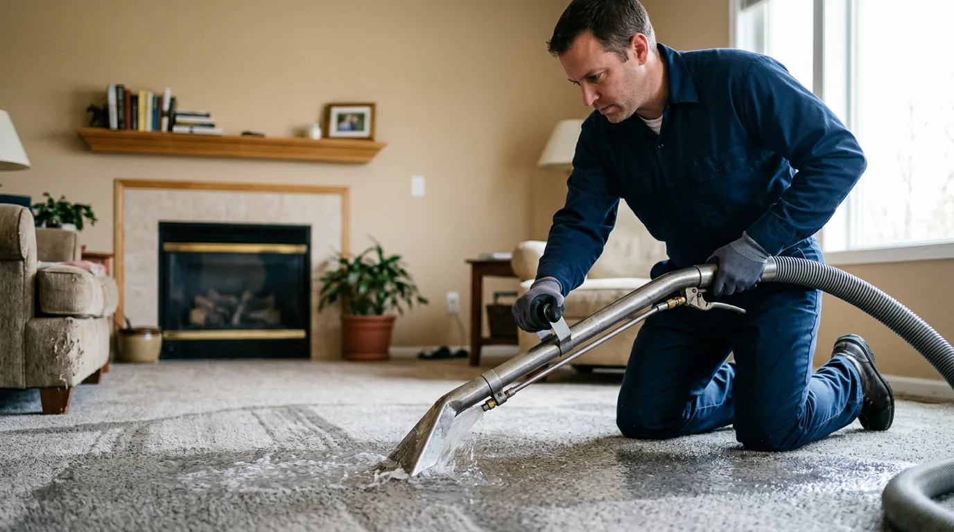 Water damage restoration technician working near Malinta, OH